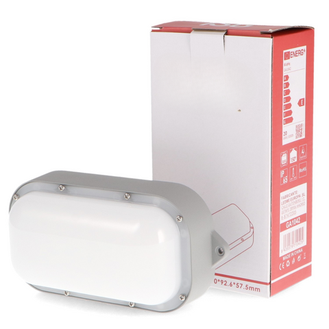 imagine de prezentare a plafonierei LED Frost 20W si a cutiei, ideală pentru iluminat industrial