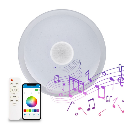 Plafonieră smart LED RGB+CCT cu funcție muzicală și control wireless