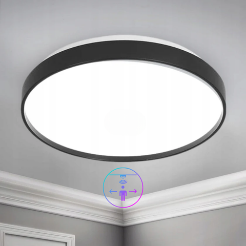 plafoniera rezistenta ip44 neagra 24w cu senzor reglabil