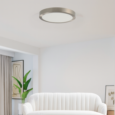 plafoniera rotunda argintiu, montaj aplicat tavan, 25W, lumina selectabila