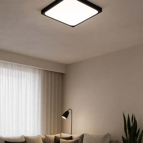Plafonieră LED pătrată neagră IP44 pentru bucătării și băi