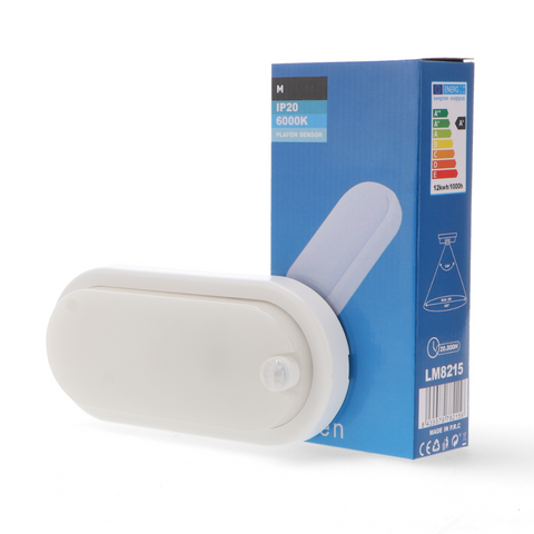 plafoniera led ovala, plafoniera cu senzor, plafoniere exterior, aplice exterior cu senzor miscare, plafoniera terasa, plafoniera balcon cu senzor, led-box.ro