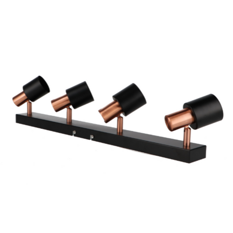 Plafonieră decorativă Seria Gold, negru mat cu detalii aurii, 4 spoturi