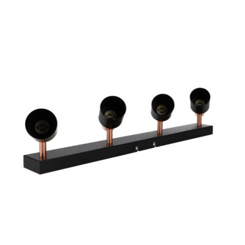 Iluminat modern plafonieră cu 4 spoturi GU10, metalic negru și auriu