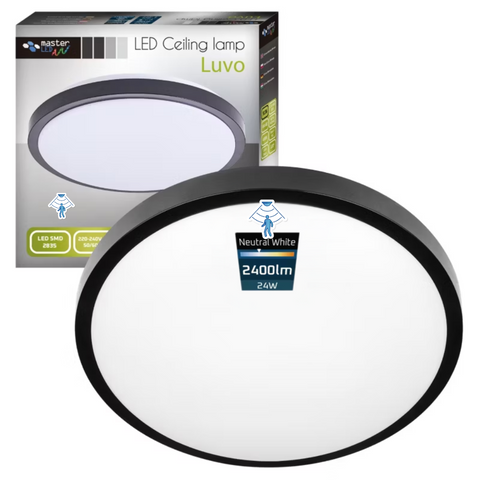plafoniera compacta neagra Ø325mm led 24w cu senzor miscare