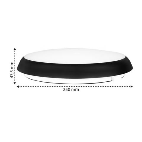 plafoniera led rezistenta ip65 neagra cu senzor, dim 250x47,5mm