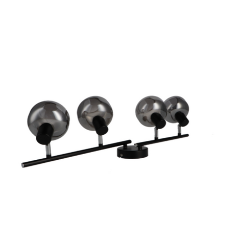 Lampă de tavan modernă cu 4 socluri E14, sticlă și metal