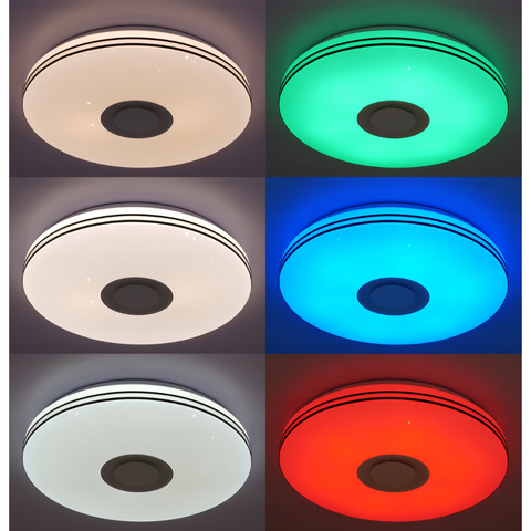 plafoniera led smart alba Ø500mm 72w cu difuzor bluetooth