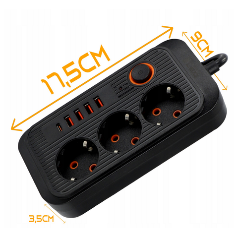 prelungitor multifunctional cu dimensiune 17.5x9cm, grosime 3.5m, led-box.ro