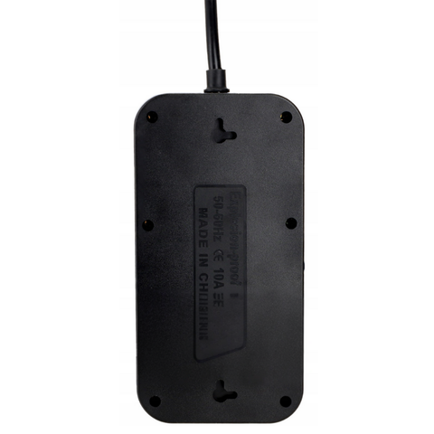 prelungitor multifunctional su prize si porturi usb, 2 metri negru, led-box.ro