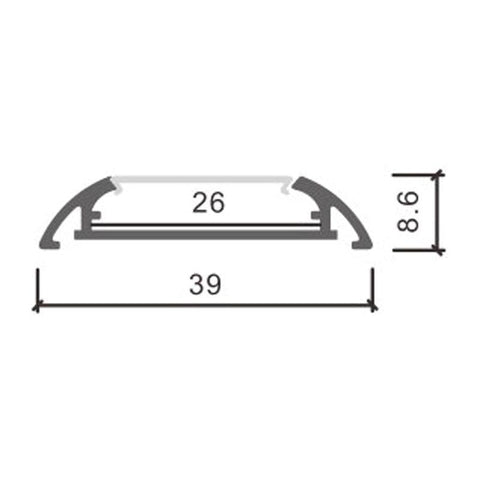 Profil aluminiu Mind, pentru banda LED, 8.6 x 39 mm, 2 m - led-box.ro