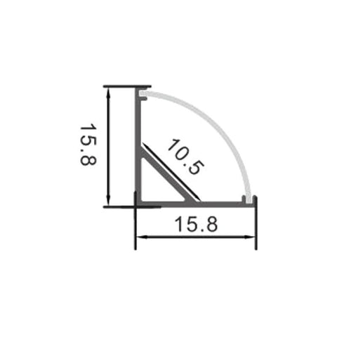 Profil banda LED Esquina II, de colt, aparent, 15.8 mm - 2 metri - led-box.ro