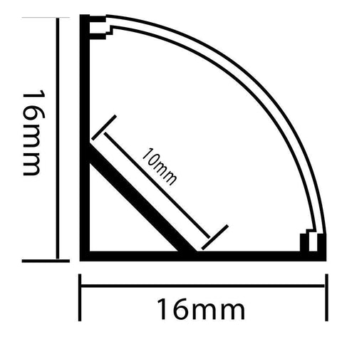 Profil banda LED Esquina L, de colt, aparent, 16 mm - 2 metri, alb - led-box.ro