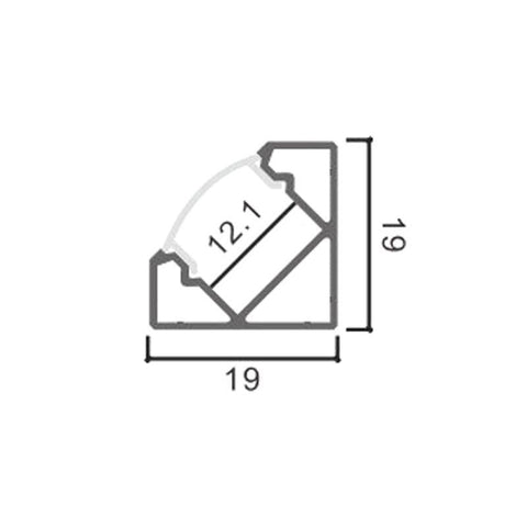 Profil banda LED Kopep, de colt, aparent, 19 mm - 2 metri, alb - led-box.ro