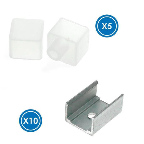 Profil flexibil cubic din silicon pentru banda LED, capete si cleme de fixare, 20 m-led-box.ro