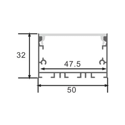 Profil LED suspendat Sixe, aluminiu, 32 x 50 mm, 2 metri - led-box.ro