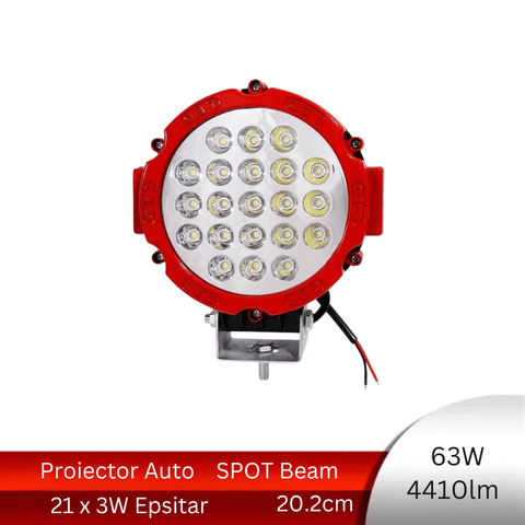 proiector auto rotund, proiector led auto 63w, proiectoare auto, proiectoare off road, proiector auto offroad 20cm, proiector offroad 12v-24v, proiectoare led camion, proiectoare suv, proiector 12v-24v auto, led-box.ro
