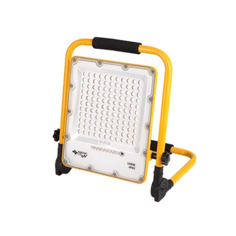 Proiector de lucru cu stativ pliabil, proiector cu acumulator, proiector led 100W/4500K, proiector led 1500 lumeni, acumulator 15AH, IP65 - led-box.ro