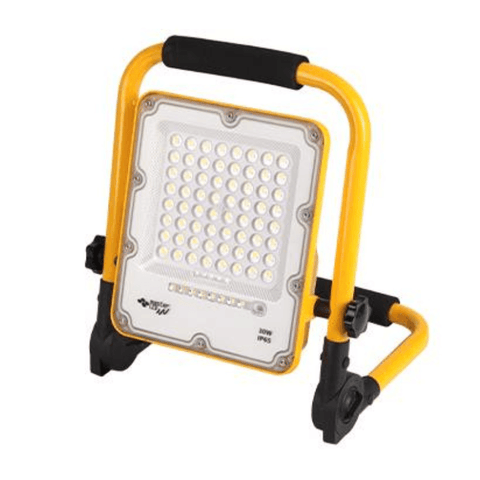 Proiector de lucru, proiector cu stativ pliabil, proiector cu acumulator, proiector led 50W/4500K, proiector led 1000 lumeni, acumulator 10AH, IP65 - led-box.ro