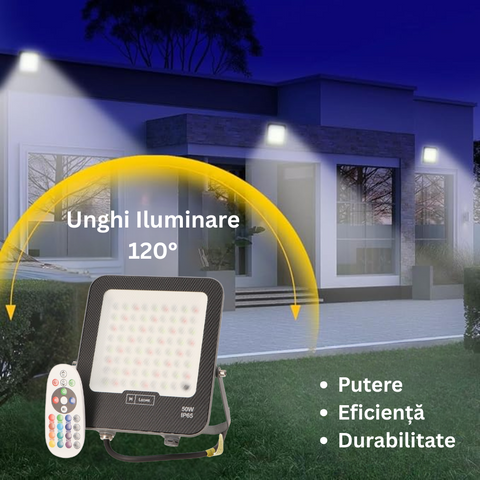 Proiector led 230v, proiector led multicolor, proiector cu led 230v, proiectoare led RGB, proiector led 50w, proiector led exterior, proiectoare led 230v, proiector chip Osram, proiector ip65, Proiector cu telecomanda, proiector dedeman, proiector iluminat exterior, proiectoare RGB, led-box.ro