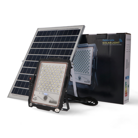 Proiector solar 200W cu lumina rece si camera wifi tuya, control prin telecomanda, led-box.ro