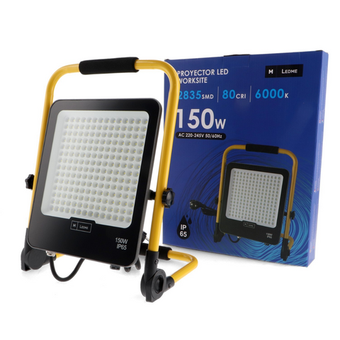 Proiector LED portabil negru Napoli 150W cu unghi de iluminare 120 grade