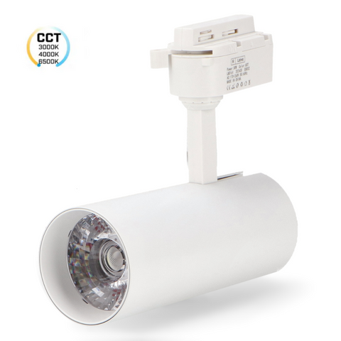 Proiector LED 30w, spot led pe sina, proiector led CCT pe sina, iluminat sina, sina spoturi, spoturi CCT pe sina, sina led tavan, iluminat pe sina, proiectoare CCT pe sina, sina tavan spoturi albe, corpuri de iluminat pe sina, proiector led sina, led-box.ro