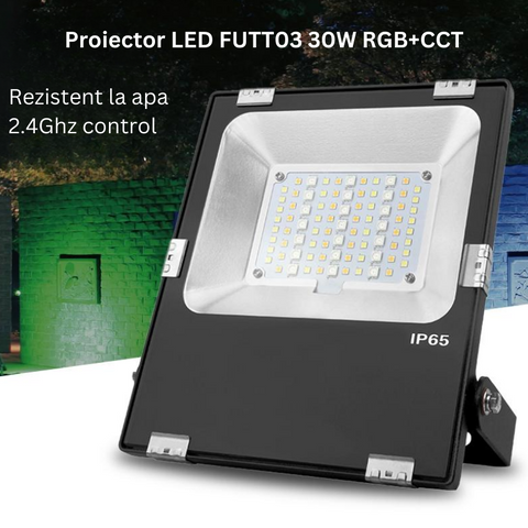 proiector led rgb, proiector led 30w, proiector led FUTT03 MiLight, proiector iluminat cladiri, proiector led gradini, proiector led iluminat exterior, proiector led IP65, led-box.ro