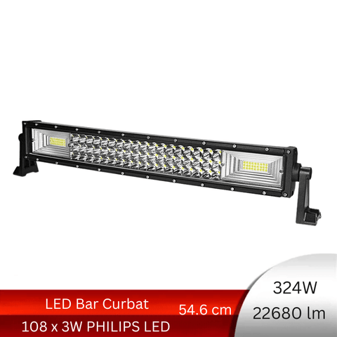 LED bar 324, LED light bar, lumini LED bar, bare LED pentru mașini, bare luminoase LED, bara led cu doua faze, bara led 54.6cm, led-box.ro