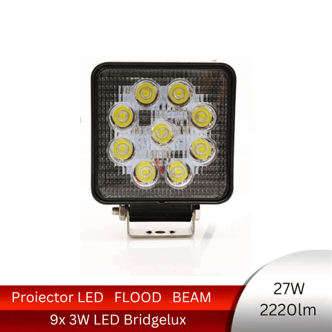 proiector offroad, proiector auto 27w, proiectoare led camion, proiectoare suv, proiector auto, proiectoare auto, proiectoare masini teren, proiector auto patrat, proiector auto flood beam, led-box.ro