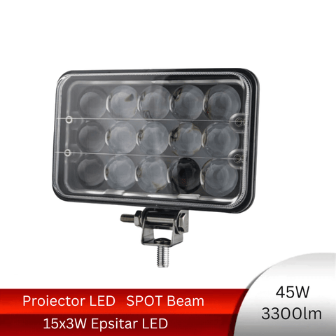 proiector offroad, proiector auto 45w, proiectoare led camion, proiectoare suv, proiector auto, proiectoare auto, proiectoare masini teren, proiector dreptunghiular, proiector auto cu doua faze, led-box.ro
