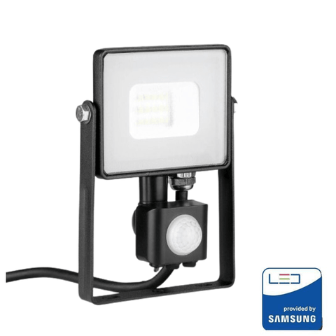 Proiector LED cu senzor chip Samsung 10W 3000K IP65, negru - led-box.ro