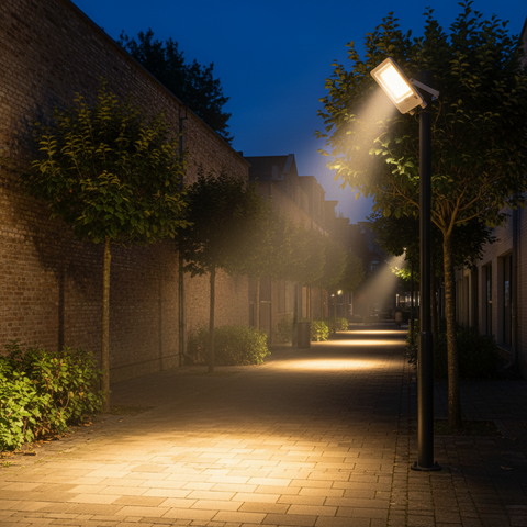 Detaliu design slim proiector LED alb Napoli 150W pentru montaj exterior