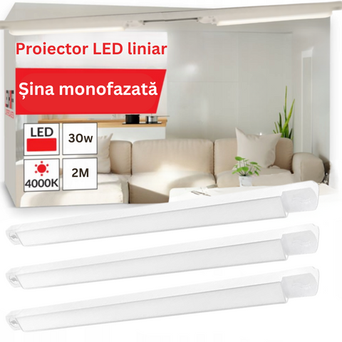 proiector liniar pe sina, sina cu proiectoare liniare, iluminat sina, proiector liniar led, iluminat pe sina, proiectoare liniatre sina, led-box.ro