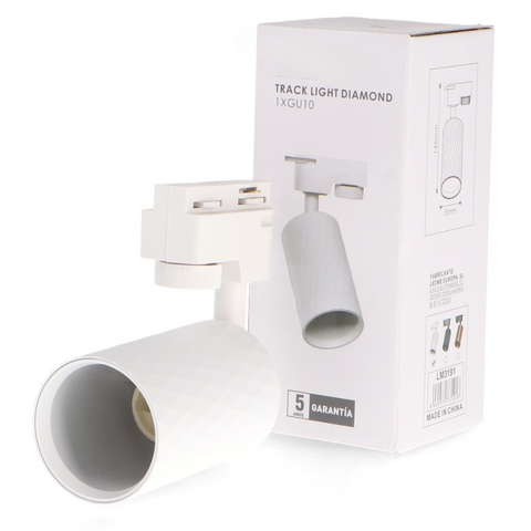 proiector pe sina, iluminat sina led, proiectoare sina gu10, proiector alb gu10, proiector living, proiectoare spatii comerciale, proiector sina alb, led-box.ro