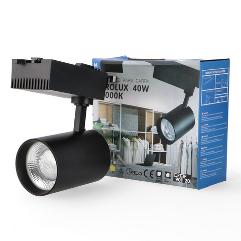 Proiector LED 40w negru, spot led pe sina, proiector led pe sina, iluminat sina, sina spoturi, spoturi negre pe sina, sina led tavan, iluminat pe sina, proiectoare pe sina, sina tavan spoturi negre, corpuri de iluminat pe sina, proiector led sina, spoturi sina negru, led-box.ro