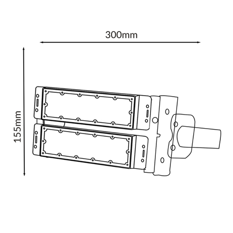 Proiector LED RGB 100W în funcțiune pe exterior