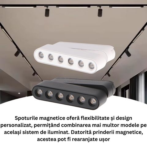 spot LED magnetic 12w negru, spot led sina magnetica, proiector led pe sina magnetica, iluminat sina magnetica, sina spoturi magnetice, corpuri iluminat sina magnetica, spoturi magnetice pe sina, spoturi negre magnetice, sina magnetica led tavan, iluminat pe sina magnetica, led-box.ro