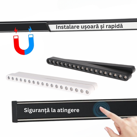 spot LED magnetic 16w negru, spot led sina magnetica, proiector led pe sina magnetica, iluminat sina magnetica, sina spoturi magnetice, corpuri iluminat sina magnetica, spoturi magnetice pe sina, spoturi negre magnetice, sina magnetica led tavan, iluminat pe sina magnetica, led-box.ro