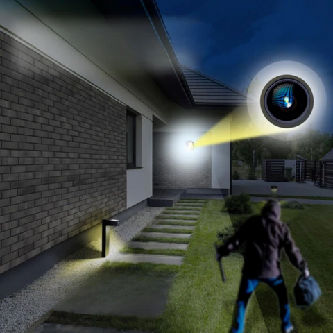 Camera wifi cu panou solar 200W, lumina rece, senzor miscare pentru exterior, led-box.ro