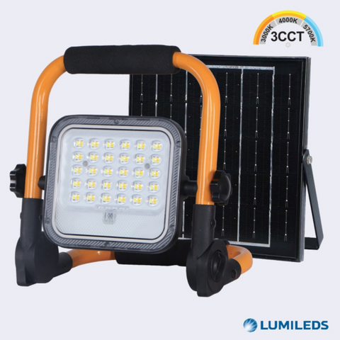 proiector led cu panou solar, leduri lumileds, 3 temperaturi de culoare disponibile, led-box.ro