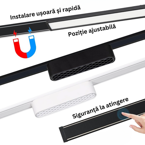 proiector liniar 6w magnetic, proiector led sina magnetica, spot led 6w sina magnetic, spot magnetic, corp iluminat sina magnetica, led-box.o