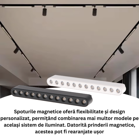 spot LED magnetic 30w negru, spot led sina magnetica, proiector led pe sina magnetica, iluminat sina magnetica, sina spoturi magnetice, corpuri iluminat sina magnetica, spoturi magnetice pe sina, spoturi negre magnetice, sina magnetica led tavan, iluminat pe sina magnetica, led-box.ro