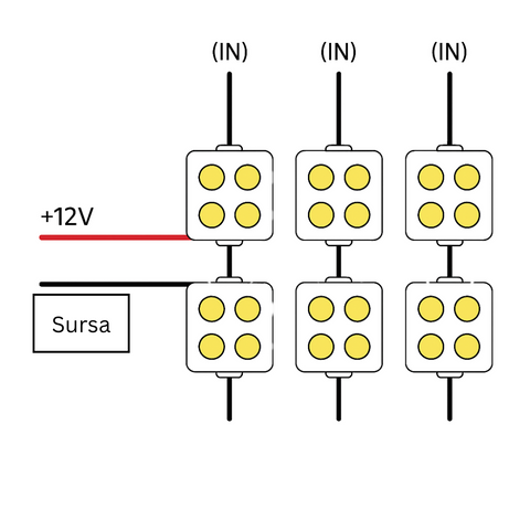 Schema de conectare a modulului LED 4xSmd Samsung 6000k led-box.ro