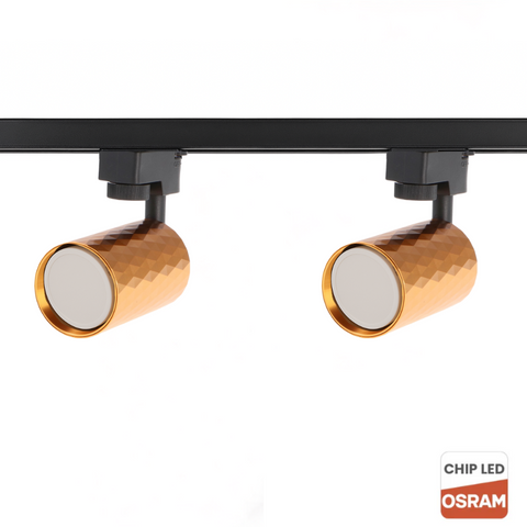 Sina neagra de 1 metru cu 2 proiectoare Diamond aurii echipate cu becuri LED GU10 Osram 10W, led-box.ro