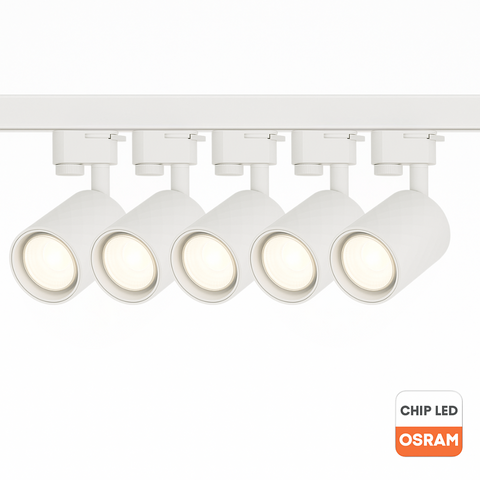 Sina albă de 1 metru cu 5 proiectoare Diamond echipate cu becuri LED GU10 Osram 10W