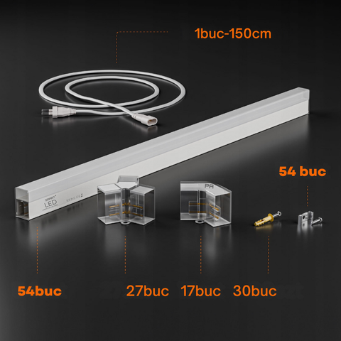 Sistem de iluminat LED cu 14 module hexagonale interconectate