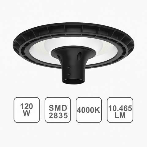 Specificații tehnice ale lămpii LED 120W, lumină 4000K, flux 10465lm, led-box.ro