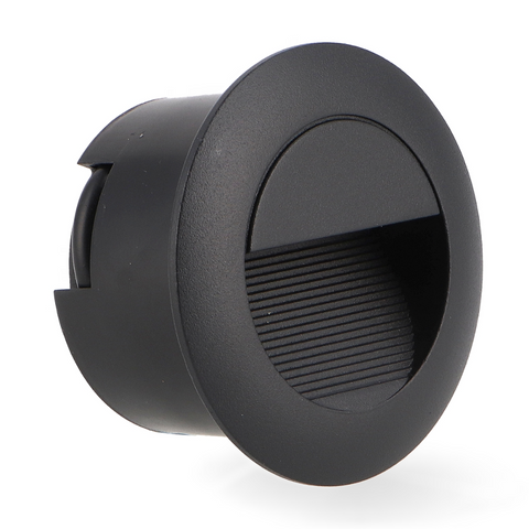 Spot led rotund din aluminiu, negru, montaj incastrat in perete sau trepte, ledbox.ro