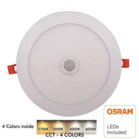 Spot LED rotund incastrabil cu senzor de miscare 24W, chip Osram, 2700K+CCT - led-box.ro